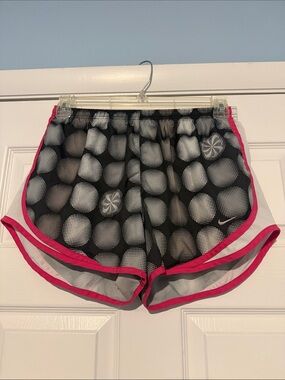 Nike Black Dot-Print Athletic Shorts with Pink Trim